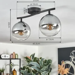 hofstein Gastor Plafonnier, Boule lumineuse Clair, Fumé, 2 lumières