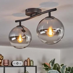 hofstein Gastor Plafonnier, Boule lumineuse Clair, Fumé, 2 lumières