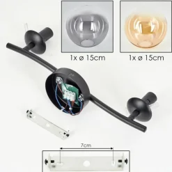 hofstein Gastor Plafonnier, Boule lumineuse Ambre, Clair, Fumé, 2 lumières