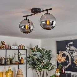 hofstein Gastor Plafonnier, Boule lumineuse Chrome, Fumé, 2 lumières