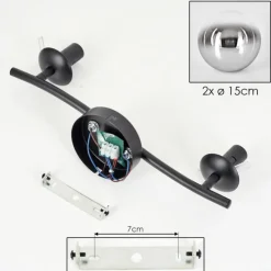 hofstein Gastor Plafonnier, Boule lumineuse Chrome, Clair, Fumé, 2 lumières