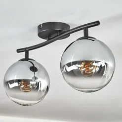 hofstein Gastor Plafonnier, Boule lumineuse Chrome, Clair, Fumé, 2 lumières