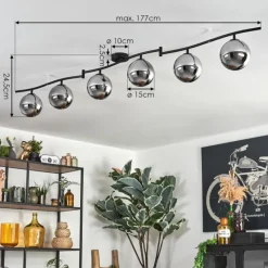 hofstein Gastor Plafonnier, Boule lumineuse Chrome, Fumé, 6 lumières