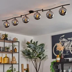 hofstein Gastor Plafonnier, Boule lumineuse Chrome, Fumé, 6 lumières