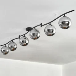 hofstein Gastor Plafonnier, Boule lumineuse Chrome, Fumé, 6 lumières