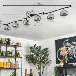 hofstein Gastor Plafonnier, Boule lumineuse Chrome, Clair, Fumé, 6 lumières