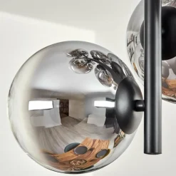 hofstein Gastor Plafonnier, Boule lumineuse 32 cm Chrome, Clair, Fumé, 8 lumières