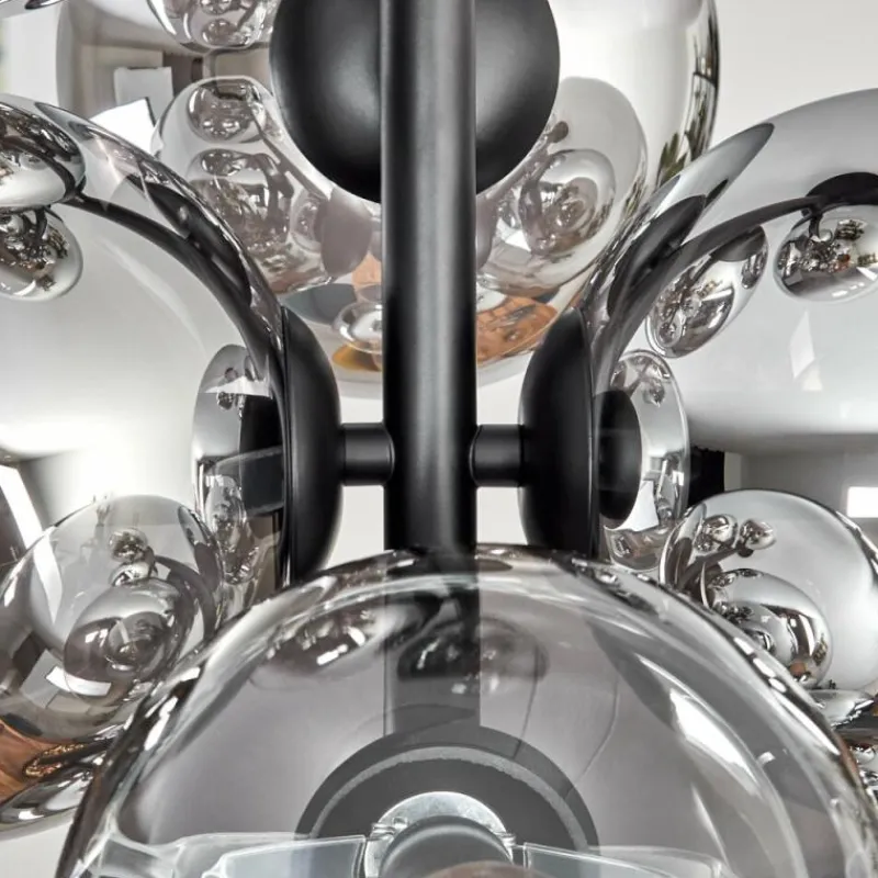 hofstein Gastor Plafonnier, Boule lumineuse 32 cm Chrome, Clair, Fumé, 8 lumières