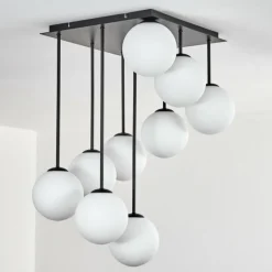 hofstein Gastor Plafonnier, Boule lumineuse Blanc, 9 lumières