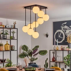 hofstein Gastor Plafonnier, Boule lumineuse Blanc, 9 lumières