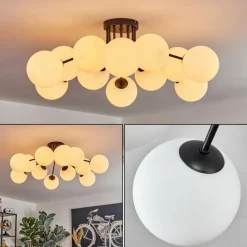 hofstein Gastor Plafonnier, Boule lumineuse Blanc, 12 lumières