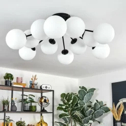 hofstein Gastor Plafonnier, Boule lumineuse Blanc, 12 lumières