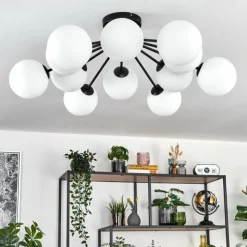 hofstein Gastor Plafonnier, Boule lumineuse Blanc, 12 lumières