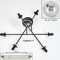 hofstein Gastor Plafonnier, Boule lumineuse 15 cm Chrome, Fumé, 6 lumières