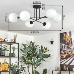 hofstein Gastor Plafonnier, Boule lumineuse Blanc, 6 lumières