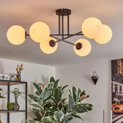 hofstein Gastor Plafonnier, Boule lumineuse Blanc, 6 lumières
