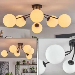 hofstein Gastor Plafonnier, Boule lumineuse Blanc, 6 lumières