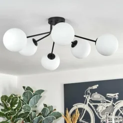hofstein Gastor Plafonnier, Boule lumineuse Blanc, 6 lumières