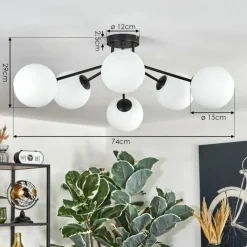 hofstein Gastor Plafonnier, Boule lumineuse Blanc, 6 lumières