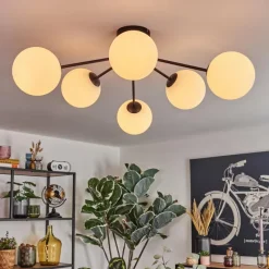 hofstein Gastor Plafonnier, Boule lumineuse Blanc, 6 lumières