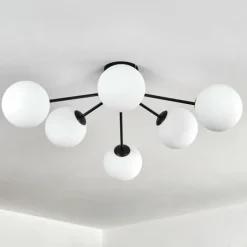 hofstein Gastor Plafonnier, Boule lumineuse Blanc, 6 lumières