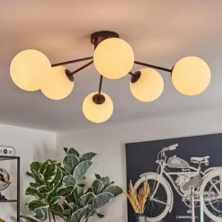 hofstein Gastor Plafonnier, Boule lumineuse Blanc, 6 lumières