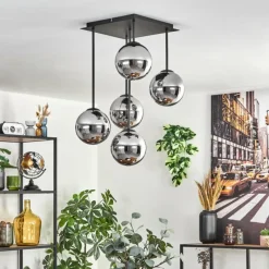 hofstein Gastor Plafonnier, Boule lumineuse Chrome, Fumé, 5 lumières