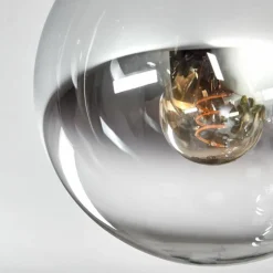 Suspension Verre Fumé-hofstein Gastor Plafonnier, Boule lumineuse Chrome, Clair, Fumé, 5 lumières