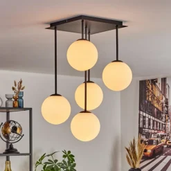 hofstein Gastor Plafonnier, Boule lumineuse Blanc, 5 lumières
