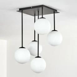 hofstein Gastor Plafonnier, Boule lumineuse Blanc, 5 lumières