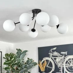 hofstein Gastor Plafonnier, Boule lumineuse 87 cm Blanc, 8 lumières