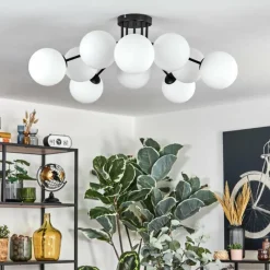 hofstein Gastor Plafonnier, Boule lumineuse 83 cm Blanc, 10 lumières