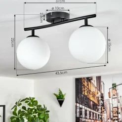 hofstein Gastor Plafonnier, Boule lumineuse Blanc, 2 lumières