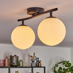 hofstein Gastor Plafonnier, Boule lumineuse Blanc, 2 lumières