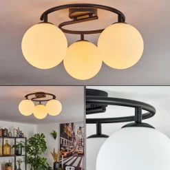 hofstein Gastor Plafonnier, Boule lumineuse Blanc, 3 lumières