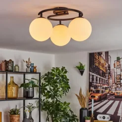 hofstein Gastor Plafonnier, Boule lumineuse Blanc, 3 lumières