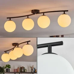 hofstein Gastor Plafonnier, Boule lumineuse Blanc, 4 lumières