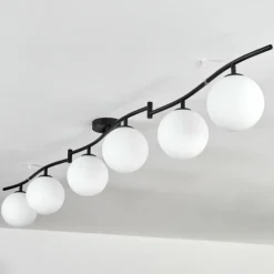 hofstein Gastor Plafonnier, Boule lumineuse Blanc, 6 lumières