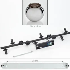 hofstein Gastor Plafonnier, Boule lumineuse Chrome, Fumé, 10 lumières