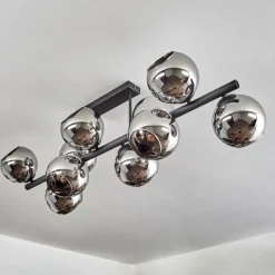 hofstein Gastor Plafonnier, Boule lumineuse Chrome, Fumé, 10 lumières