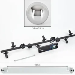 hofstein Gastor Plafonnier, Boule lumineuse Chrome, Fumé, 10 lumières