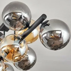 hofstein Gastor Plafonnier, Boule lumineuse Ambre, Fumé, 10 lumières