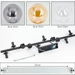 hofstein Gastor Plafonnier, Boule lumineuse Ambre, Clair, Fumé, 10 lumières