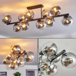hofstein Gastor Plafonnier, Boule lumineuse Clair, Fumé, 10 lumières