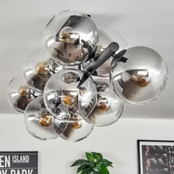hofstein Gastor Plafonnier, Boule lumineuse Clair, Fumé, 10 lumières