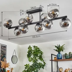 hofstein Gastor Plafonnier, Boule lumineuse Clair, Fumé, 10 lumières