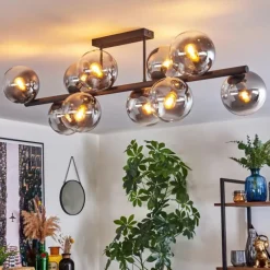 hofstein Gastor Plafonnier, Boule lumineuse Clair, Fumé, 10 lumières