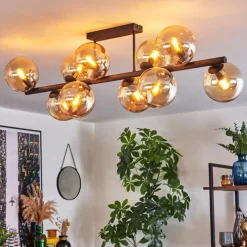 hofstein Gastor Plafonnier, Boule lumineuse Ambre, 10 lumières