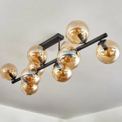 hofstein Gastor Plafonnier, Boule lumineuse Ambre, 10 lumières