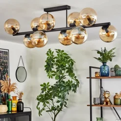 hofstein Gastor Plafonnier, Boule lumineuse Ambre, 10 lumières